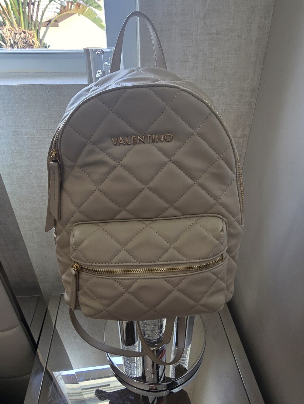 Valentino Quilted Cream Mini Backpack